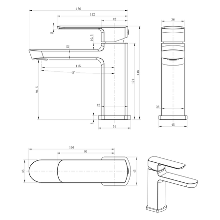 MIXONA 25 bateria umywalkowa, chrom