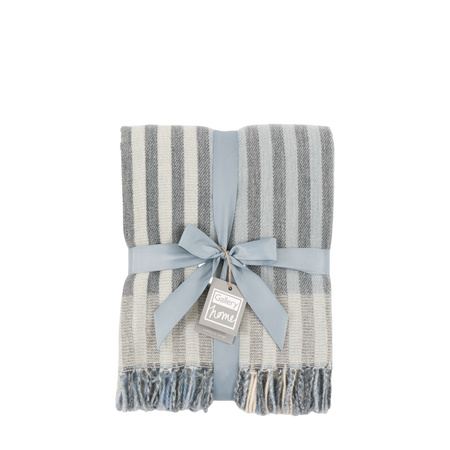 Lille Jacquard Stripe Throw Blue/Nat 1300x1700mm