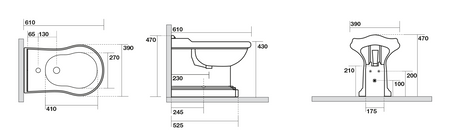 RETRO bidet 39x61cm, czarny mat