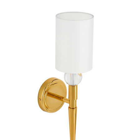Lampa ścienna DAMA 52 cm-  złoty kinkiet z białym abażurem