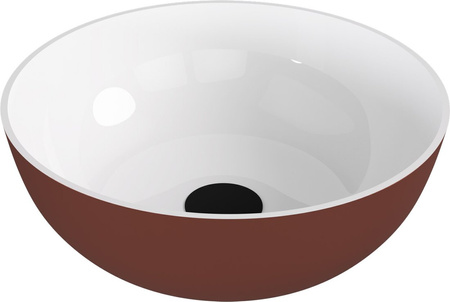 BANERA ROUND umywalka kompozytowa nablatowa, średnica 39cm, biały/brązowy mat