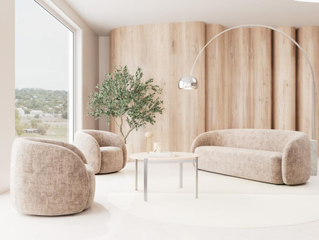 Fotel wypoczynkowy Lodi – beżowy fotel obrotowy Juto 4 z czarną stalową podstawą ACTONA