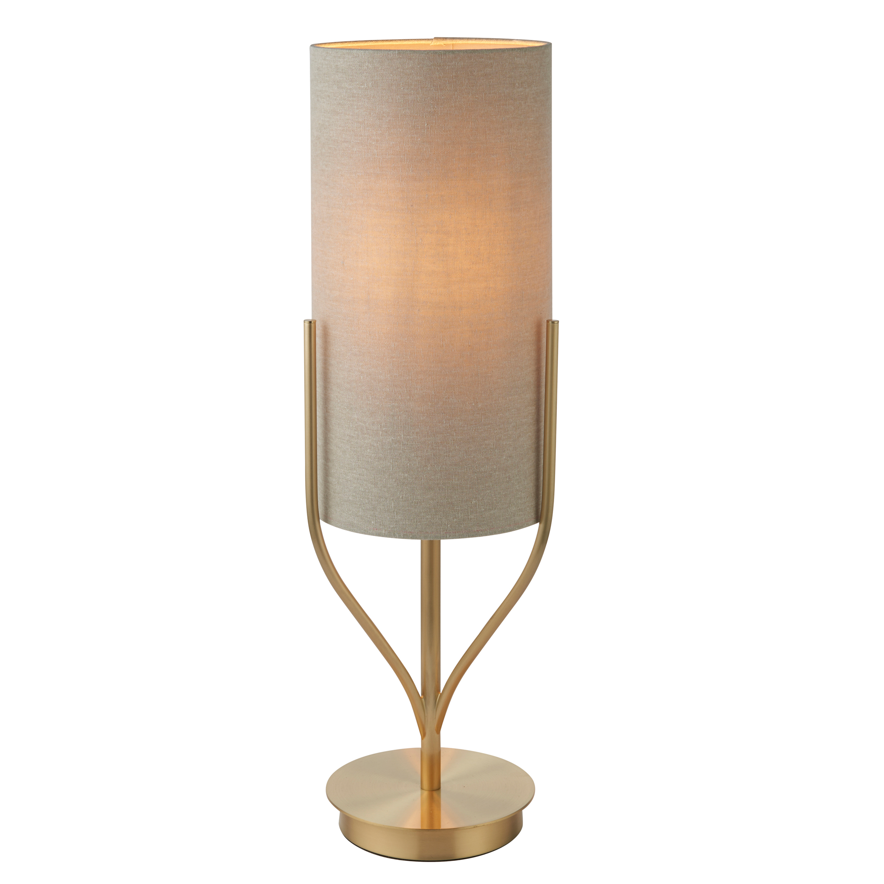 Lampa stołowa Fraser – szczotkowane złoto / naturalny, 20 × 20 × 60 cm