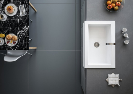 ARYA zlewozmywak ceramiczny otwór na baterię 86x62cm, biały