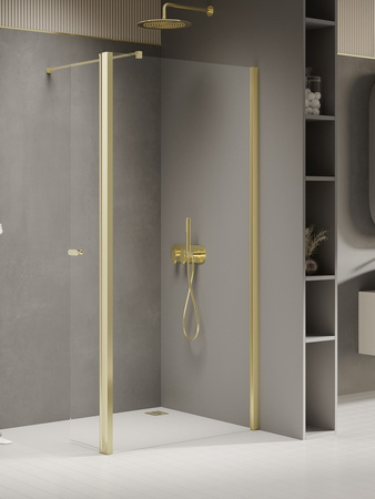 NZ4 Kabina prysznicowa NEW SOLEO LIGHT GOLD walk-in U 60x195 szkło czyste 6mm Active Shield 2.0
