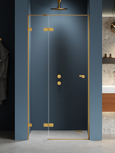 Drzwi wnękowe EVENTA GOLD BRUSHED 1D L 80x200 szkło czyste 8mm Active Shield 2.0