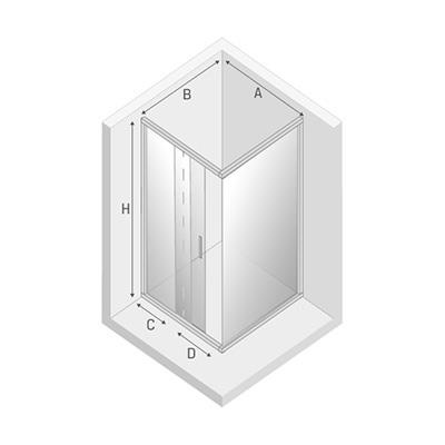 KABINA ALTA III PROSTOKĄTNA U 90x80x195 CZYSTE 6mm ACTIVE SHIELD
