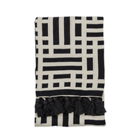 Merton Knitted Tassel Throw Black 1300 x 1700 mm
