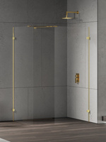 Kabina prysznicowa EVENTA GOLD SHINE WALK-IN U 160x100x200 szkło czyste 8mm Active Shield 2.0