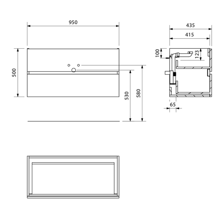 ODETTA szafka umywalkowa 95x50x43,5cm, dąb srebrny