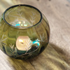 Floral Etched Iridescent Tealight Holder Small