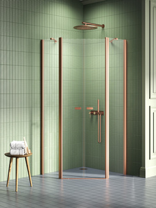 NZ2 Kabina prysznicowa NEW SOLEO COPPER BRUSHED 2D pięciokątna 80x80x195 szkło czyste 6mm Active Shield 2.0