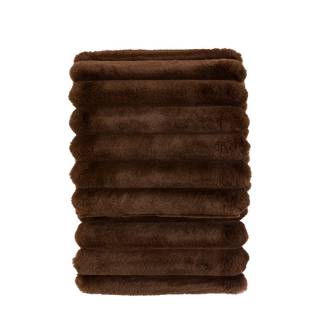 Ribbed Faux Fur Throw Chocolate 1300x1700mm