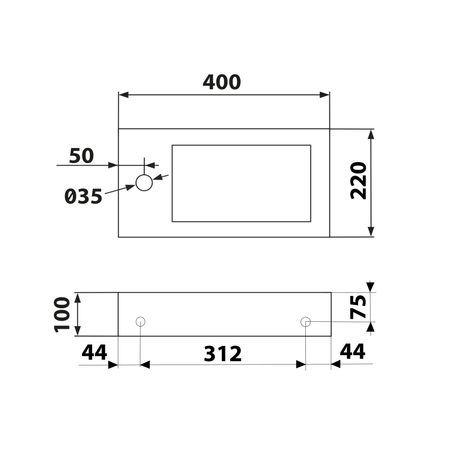 BLOK umywalka kamienna 40x22cm, bateria z lewej strony, antracyt