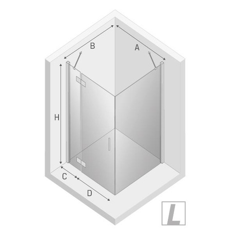 KABINA NEW RENOMA BLACK PROSTOKĄTNA L 110x90x195 CZYSTE 6mm ACTIVE SHIELD