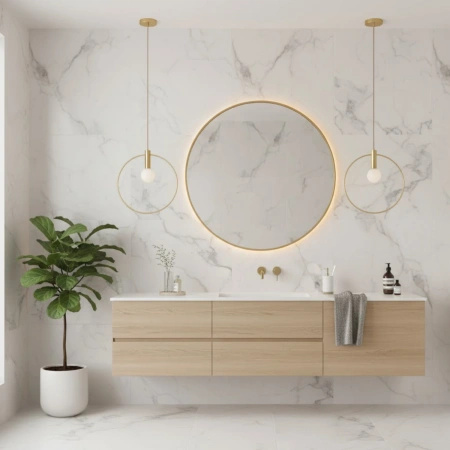 Lampa wisząca BELLA 40 cm - złoty ring z białym kloszem