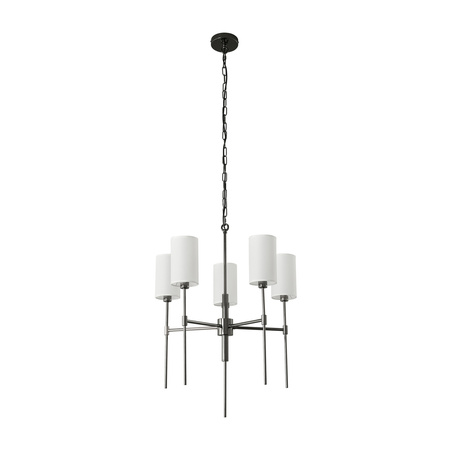 Lampa wisząca DARLING 60 cm - żyrandol czarny połysk z białym abażurem