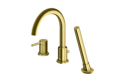Axel Brushed Gold Bateria wannowa z obrotową wylewką