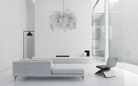 MOOSEE lampa wisząca TIFFANY 135 biała    mosiądz / naturalne pióra