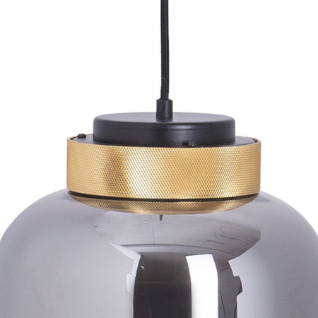 Lampa wisząca BOOM 25 cm - LED, klosz szary- metalizowany, wykonczenie złote