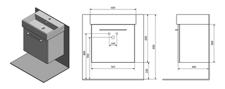 NATY szafka umywalkowa 56,5x50x40cm, biała