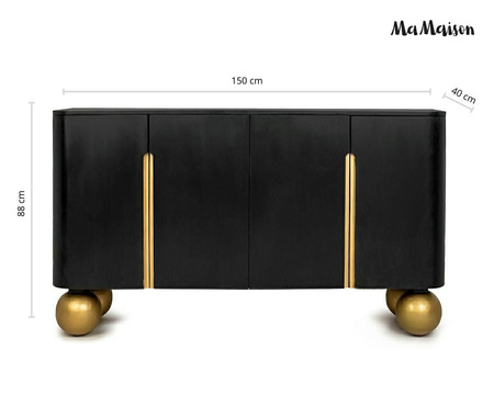 MaMaison komoda ORGANIC 150 czarna /      złota / drewno
