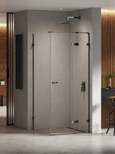 Kabina prysznicowa EVENTA BLACK CHROME 1D kwadratowa L 100x100x200 szkło czyste 8mm Active Shield 2.0