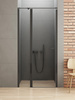 NZ2 Drzwi wnękowe NEW SOLEO BLACK 1D U 80x195 szkło czyste 6mm Active Shield 2.0 - z elementem stałym - wsp. równoległy