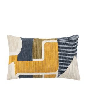 Quinn Jacquard Cushion Ochre & Navy 300x500mm