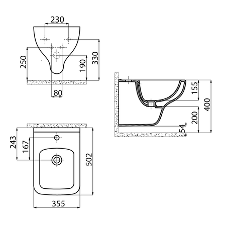BENE bidet wiszący 35,5x50 cm, biala
