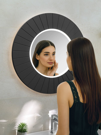 LUMIRO STRIP okrągłe lustro z oświetleniem LED w ramie średnica 90cm, carina