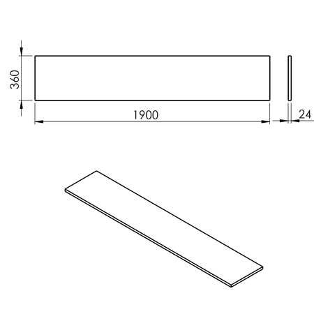 PLATO blat Rockstone 1900x24x360mm, biały mat