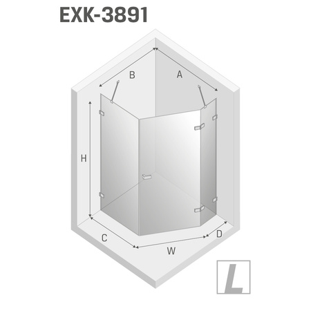 KABINA AVEXA PIĘCIOKĄTNA L 100x80x200 CZYSTE 6mm ACTIVE SHIELD