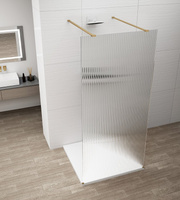 ESCA GOLD MATT jednoczęściowa kabina przysznicowa Walk-In, szkło Flute, 1000 mm