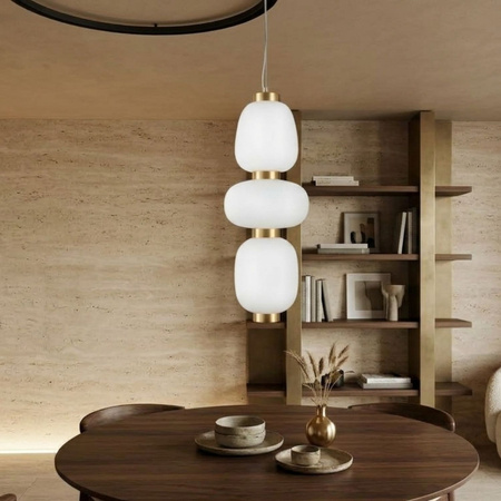 Lampa wisząca BRILLA-3, 23 cm - LED, złota, nieregularne białe kule