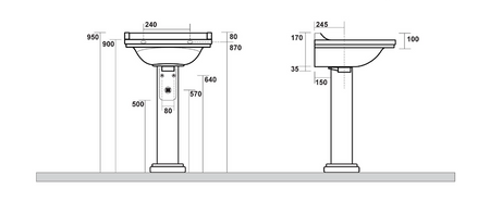 WALDORF uniwersalny postument do umywalek 60,80cm, czarny mat