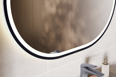 Zestaw meblowy 120cm z blatem, umywalką nablatową Smile, szafką wysoką i lustrem LED