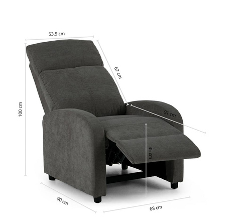 Fotel wypoczynkowy rozkładany RELAX PREMIUM ciemny szary
