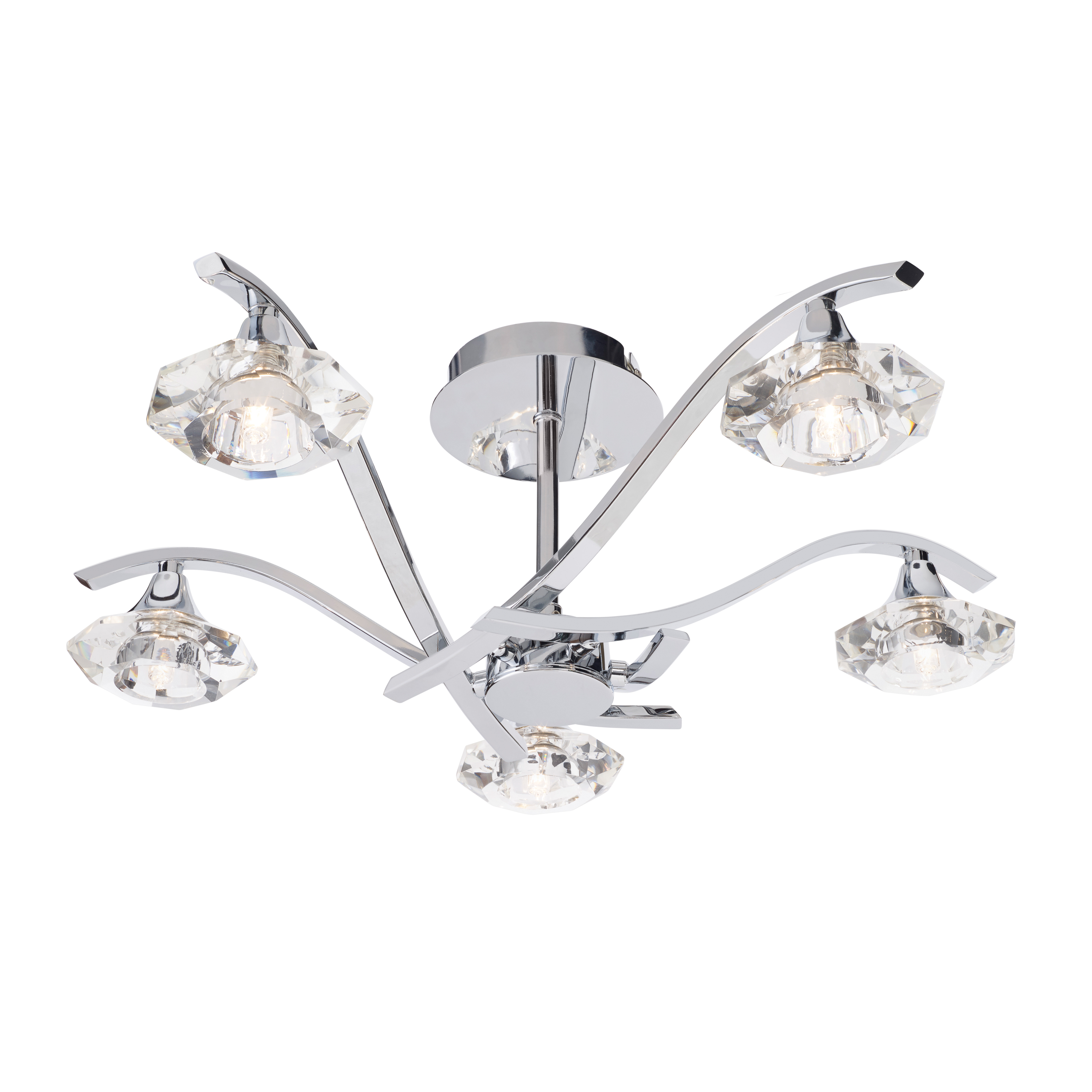 Lampa sufitowa Langella – chrom / kryształ, 55 × 55 × 18,5 cm