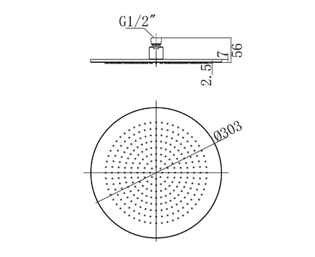 Deszczownia prysznicowa, średnica 300mm, chrom