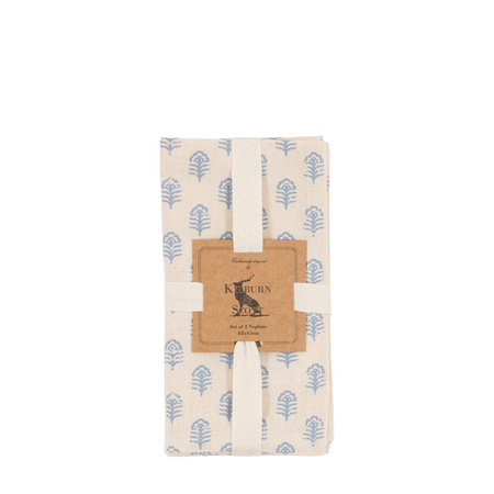 Fleur Floral Stamp Napkins Blue 4pk 450x450mm