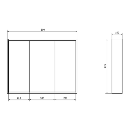 BATU szafka z lustrem 80x71x15cm, 2x oświetlenie LED, biały
