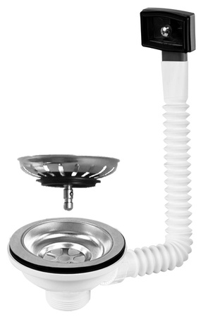 Odpływ zlewozmywakowy 6/4", z przelewem, stal nierdzewna