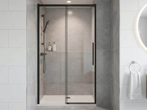LUXOR BLACK drzwi prysznicowe 1100 mm, szkło czyste