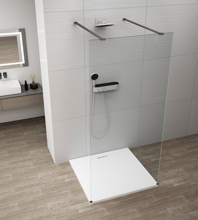ESCA BLACK MATT jednoczęściowa kabina przysznicowa Walk-In, szkło czyste, 1400 mm