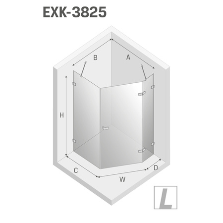 KABINA AVEXA COPPER PIĘCIOKĄTNA P 80x80x200 CZYSTE 6mm ACTIVE SHIELD