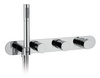 Bateria  prysznicowa/wannowa termostatyczna podtynkowa z uchwytem prysznica, 2 wyjścia, chrom