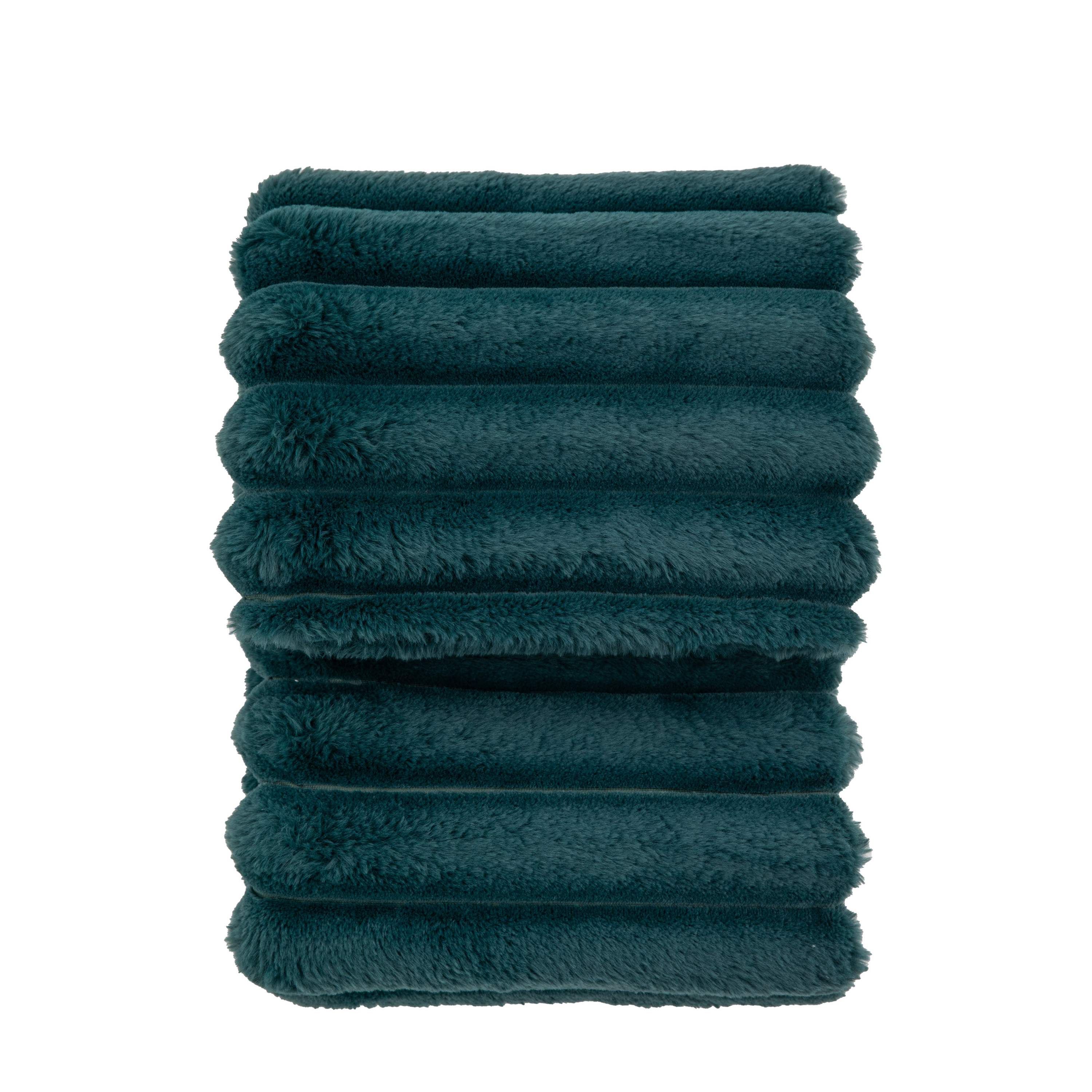 Pled ze sztucznego futra Ribbed – morski, 130 × 170 cm