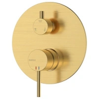Bateria prysznicowo wannowa podtynkowa trzyfunkcyjna, złota