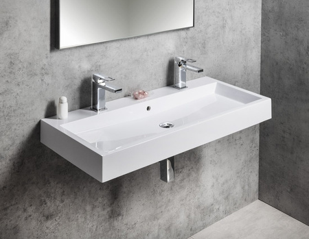 ORINOKO umywalka kompozytowa podwójna 100x42 cm, biały